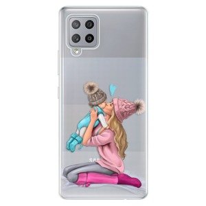 Odolné silikonové pouzdro iSaprio - Kissing Mom - Blond and Boy - Samsung Galaxy A42