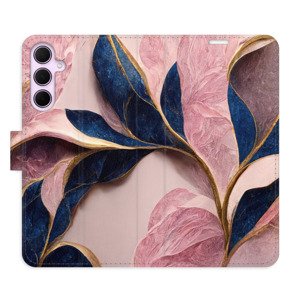 Flipové pouzdro iSaprio - Pink Leaves - Samsung Galaxy A35 5G