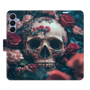 Flipové pouzdro iSaprio - Skull in Roses 02 - Samsung Galaxy A25 5G
