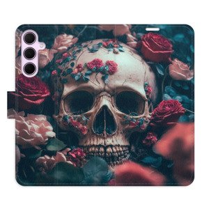 Flipové pouzdro iSaprio - Skull in Roses 02 - Samsung Galaxy A35 5G