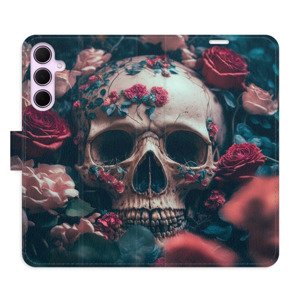 Flipové pouzdro iSaprio - Skull in Roses 02 - Samsung Galaxy A55 5G
