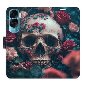 Flipové pouzdro iSaprio - Skull in Roses 02 - Honor 90 Lite 5G