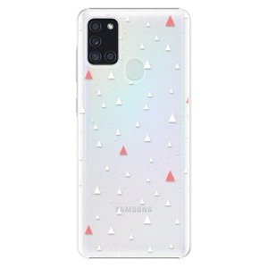 Plastové pouzdro iSaprio - Abstract Triangles 02 - white - Samsung Galaxy A21s