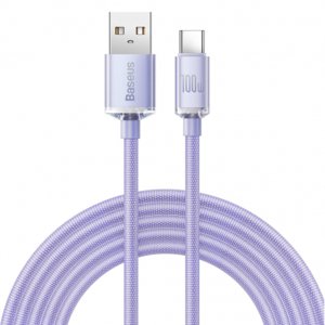 Baseus Crystal Shine kabel USB / USB-C 5A 100W 2m, fialový (CAJY000505)