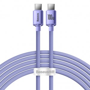 Baseus Crystal Shine kabel USB-C / USB-C 5A 100W 2m, fialový (CAJY000705)