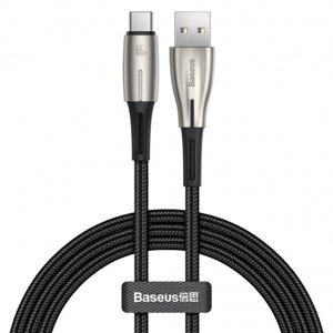 Baseus Water Drop-shaped kabel USB / USB-C 66W 6A 1m, černý (CATSD-M01)