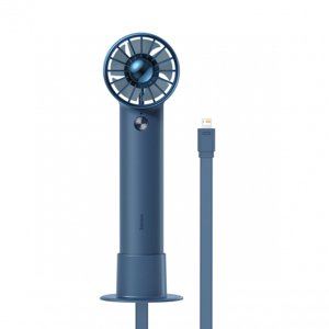 Baseus Flyer Turbine ruční / stolní ventilátor + kabel USB / Lightning, modrý (ACFX010003)