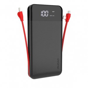 Dudao K1A Power Bank 10000mAh 2x USB + kabel Lightning / USB-C / Micro USB 3A, černý (K1A black)