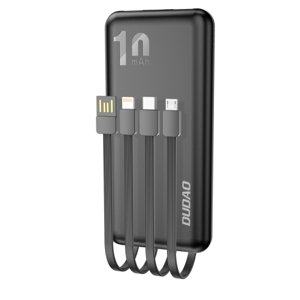Dudao K6Pro Power Bank 10000mAh 2x USB + kabel USB / USB-C / Lightning / Micro USB, černý (K6Pro-black)