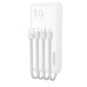 Dudao K6Pro Power Bank 10000mAh 2x USB + kabel USB / USB-C / Lightning / Micro USB, bílý (K6Pro-white)