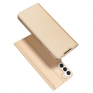 DUX DUCIS Skin Pro knížkové kožené pouzdro na Samsung Galaxy S22, zlaté