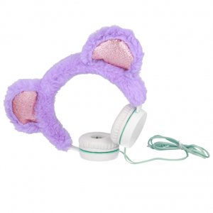 MG Plush Bear plyšová sluchátka s ušima, fialová