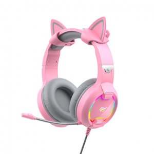 Havit Gamenote H2233d RGB herní sluchátka s kočičími ušima, růžové (H2233d-pink)