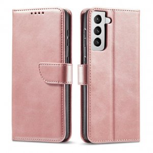 MG Magnet knížkové kožené pouzdro na Samsung Galaxy S22, růžové