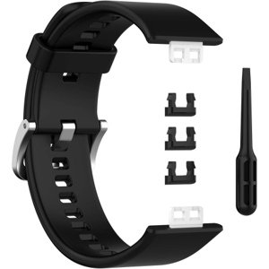 BStrap Silicone řemínek na Huawei Watch Fit, black/silver