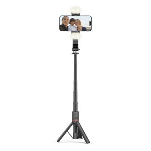 Tech-Protect L05S bluetooth selfie tyč se stativem a LED světlem, černá
