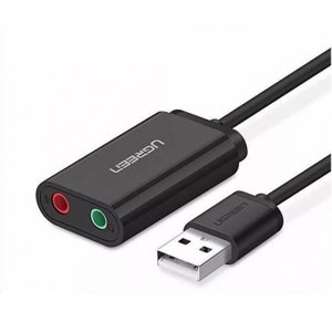 Ugreen US205 USB externí zvuková karta 15cm, černá (30724)