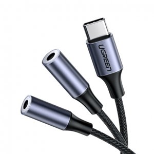 Ugreen Splitter audio kabel USB-C / 2x 3.5mm mini jack 20cm, šedý