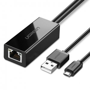 Ugreen USB externí síťový adaptér na Chromecast + kabel 1m, černý (30985)