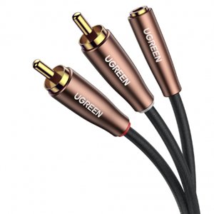 Ugreen AV198 audio kabel 3.5 mm jack / 2x RCA F/M 2m, hnedý (AV198 50131)