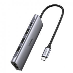 Ugreen CM136 USB-C HUB adaptér 3x USB / HDMI 4K / USB-C PD 100W, šedý (70495)