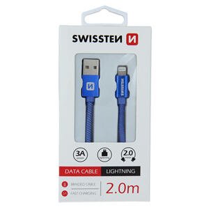 SWISSTEN datový kabel Textile USB / Lightning 2,0m barva Blue 71523308