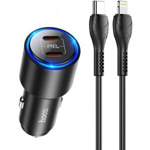 HOCO Car Charger 2x Type C Clear Way PD 40W QC + Lightning Black