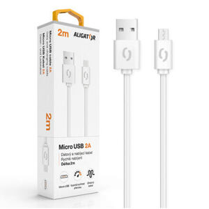 Datový kabel ALIGATOR 2A micro USB 2m, bílý DAKA010
