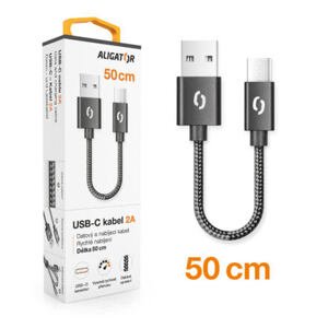 Datový kabel ALIGATOR PREMIUM 2A, USB-C 50cm černý DATKP39