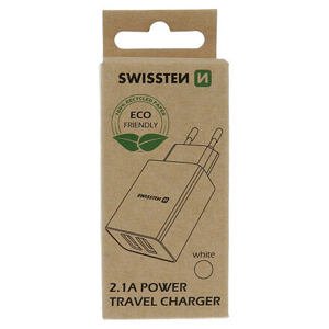 SWISSTEN TRAVEL CHARGER SMART IC 2x USB 2,1A POWER WHITE (ECO PACK) 22034000ECO
