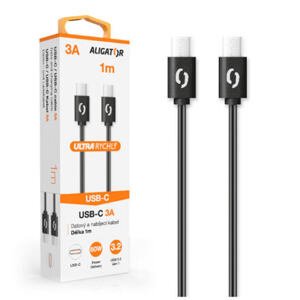 Datový kabel ALIGATOR POWER 60W, USB-C/USB-C 3A, 1m černý DATKP31