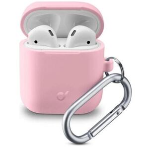 Ochranný kryt s karabinou Cellularline Bounce pro Apple AirPods 1 & 2, růžový BOUNCEAIRPODSP