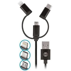 Datový kabel Forever 3v1 micro USB+Lightning+USB-C 1m 1,5A černý DATAPIP5-MICBKK
