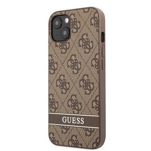 Guess PU 4G Stripe Zadní Kryt pro iPhone 13 Brown GUHCP13MP4SNW