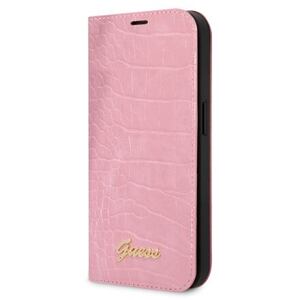 Guess PU Croco with Metal Camera Outline Book Pouzdro pro iPhone 14 Plus Pink GUBKP14MHGCRHP