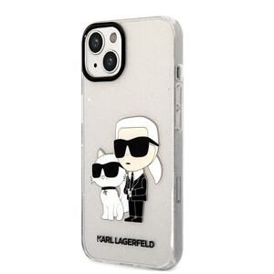 Karl Lagerfeld IML Glitter Karl and Choupette NFT Zadní Kryt pro iPhone 13 Transparent KLHCP13MHNKCTGT