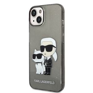 Karl Lagerfeld IML Glitter Karl and Choupette NFT Zadní Kryt pro iPhone 14 Plus Black KLHCP14MHNKCTGK
