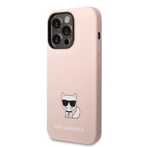 Karl Lagerfeld Liquid Silicone Choupette Zadní Kryt pro iPhone 14 Pro Max Pink KLHCP14XSLCTPI