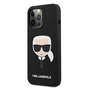 Karl Lagerfeld MagSafe Kompatibilní Kryt Liquid Silicone Karl Head pro iPhone 13 Pro Max Black KLHMP13XSLKHBK