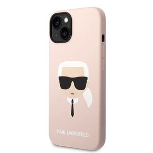 Karl Lagerfeld MagSafe Kompatibilní Kryt Liquid Silicone Karl Head pro iPhone 14 Pink KLHMP14SSLKHLP