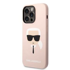 Karl Lagerfeld MagSafe Kompatibilní Kryt Liquid Silicone Karl Head pro iPhone 14 Pro Max Pink KLHMP14XSLKHLP