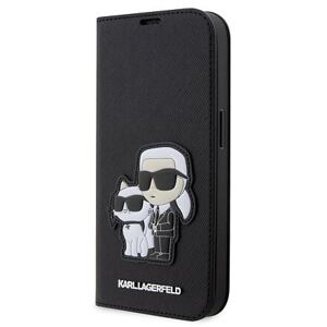 Karl Lagerfeld PU Saffiano Karl and Choupette NFT Book Pouzdro pro iPhone 13 Pro Black KLBKP13LSANKCPK