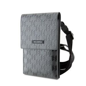 Karl Lagerfeld Saffiano Monogram Wallet Phone Bag Silver KLWBSAMSMG