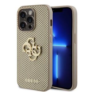 Guess PU Perforated 4G Glitter Metal Logo Zadní Kryt pro iPhone 14 Pro Max Gold GUHCP14XPSP4LGD