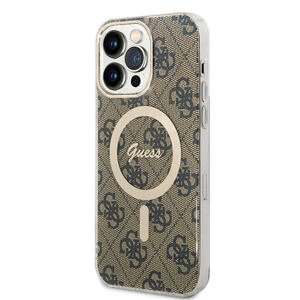 Guess IML 4G MagSafe Zadní Kryt pro iPhone 15 Pro Max Brown GUHMP15XH4STW