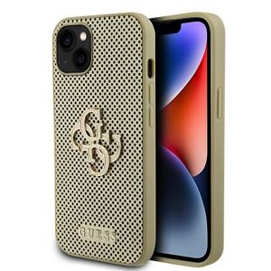 Guess PU Perforated 4G Glitter Metal Logo Zadní Kryt pro iPhone 15 Gold GUHCP15SPSP4LGD