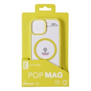 Zadní kryt Cellularline Pop Mag s podporou Magsafe pro Apple iPhone 15, čirý / limetkový POPMAGIPH15L