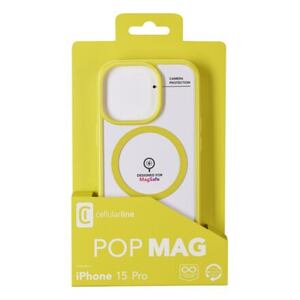 Zadní kryt Cellularline Pop Mag s podporou Magsafe pro Apple iPhone 15 Pro, čirý / limetkový POPMAGIPH15PROL