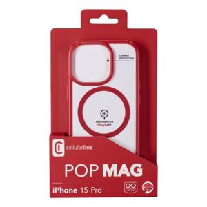 Zadní kryt Cellularline Pop Mag s podporou Magsafe pro Apple iPhone 15 Pro, čirý / červený POPMAGIPH15PROR