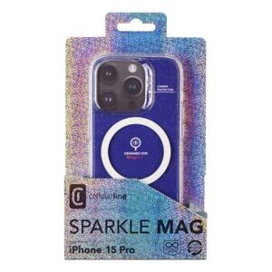 Třpytivý zadní kryt Cellularline Sparkle Mag s podporou Magsafe pro Apple iPhone 15 Pro, čirý SPARKMAGIPH15PROT